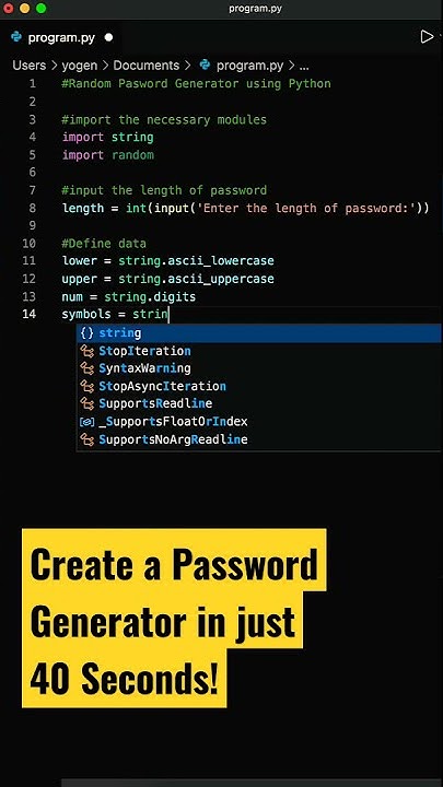 Love coding ️ ️ Password Generator using python #shorts #coding # ...