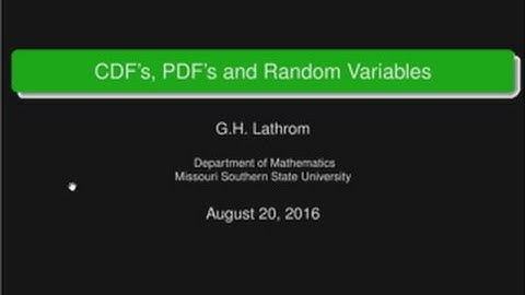 Cumulative Distribution Functions, Probability Density Functions and Random Variables