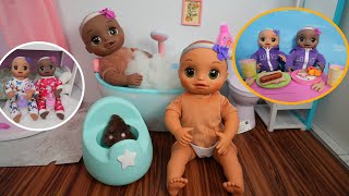 Baby Alive Baby doll twins Evening Routine feeding and changing