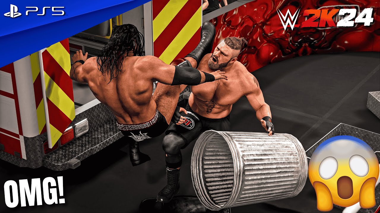 WWE 2K24 - Brock Lesnar vs. Drew McIntyre - Ambulance Match at Bad Blood | PS5™ [4K60]