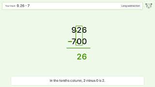 Long Subtraction Problem 9.26-7: Step-by-Step Video Solution