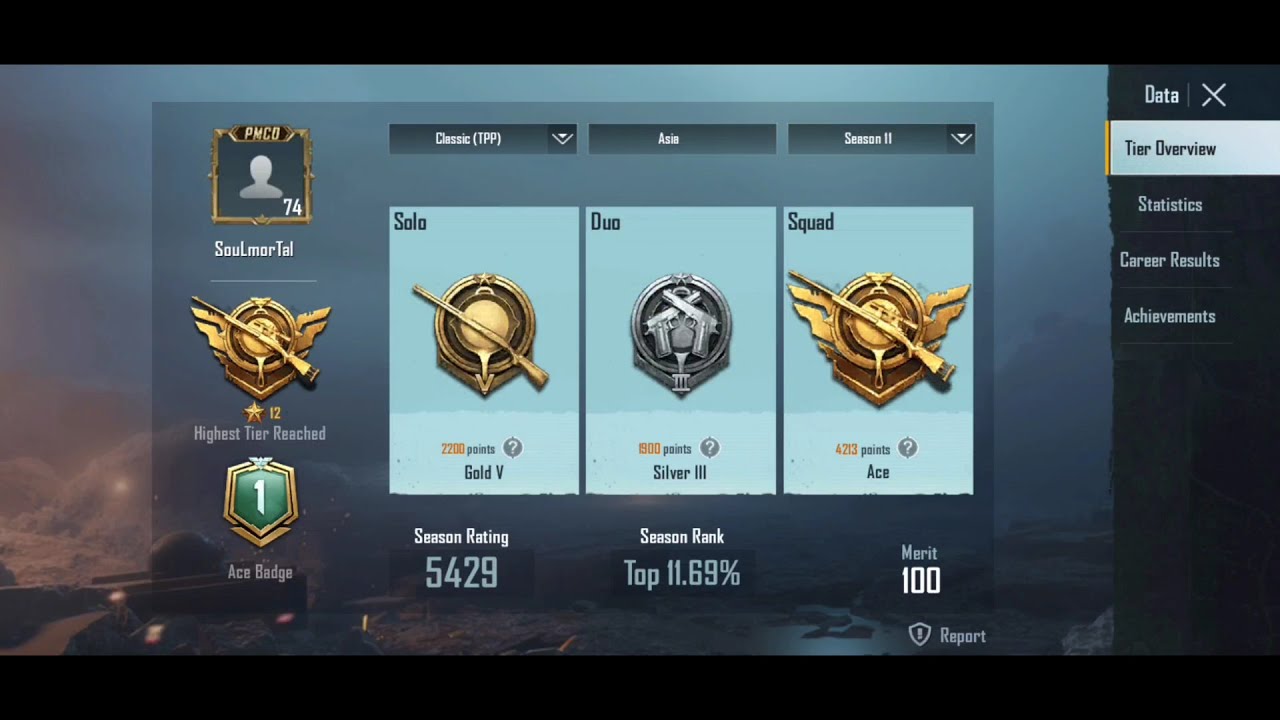 soul mortal id pubg mobile all season and tier