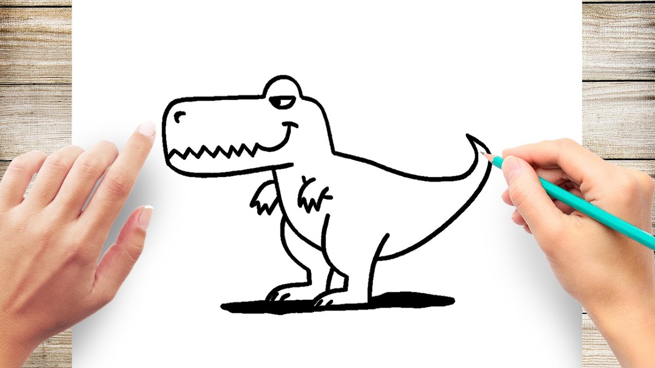 How To Draw T Rex Dino Cute Step By Step - Youtube