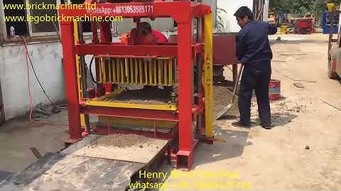 QT4-40 concrete hollow block making machine producing 8 inch blocks in Bangladesh.  Dhaka.