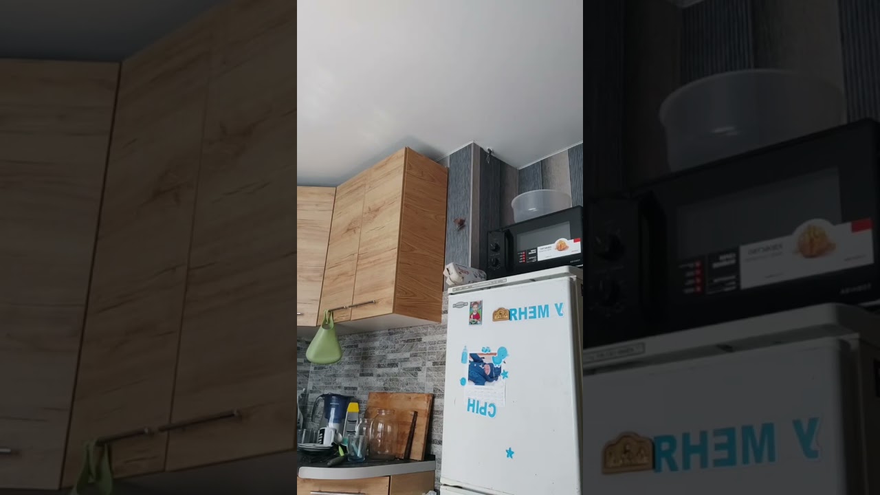 Drill accident hits items on fridge in Zabinka, Belarus