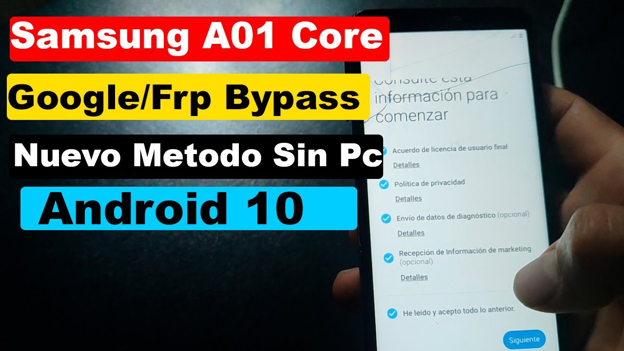 🔐Eliminar Cuenta Google Samsung a01 Core Android 10/SM-A013M🗝️ - YouTube