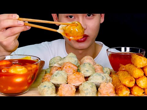 얇은피고기만두 김치만두 새우튀김 국물떡볶이먹방~!!Dumpling Fried Shrimp Tteokbokki MuKBang~!!