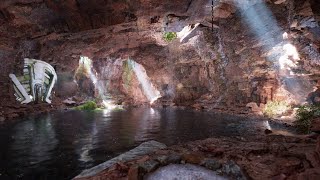 Cave with a cool atmosphere in the jungle | small waterfall sound