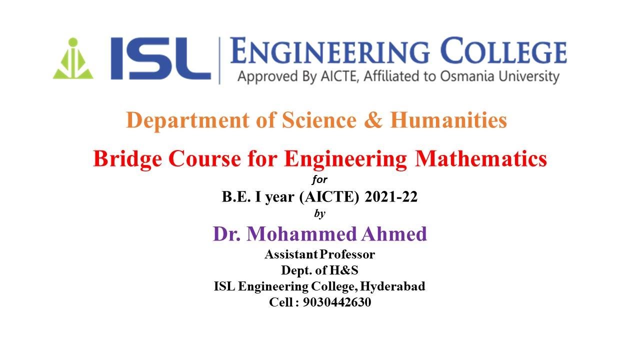 Lecture 3 Bridge Course for Engineering Mathematics - YouTube