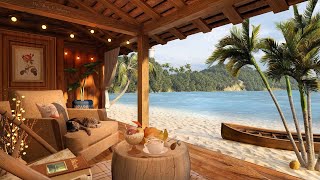 Cozy Beach House Porch in Summer Ambience with Relaxing Ocean Waves and Tropical Birdsong