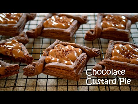 【パイ生地 お菓子】チョコカスタードパイの作り方 Chocolate Custard Cream Pie | お菓子作り ASMR