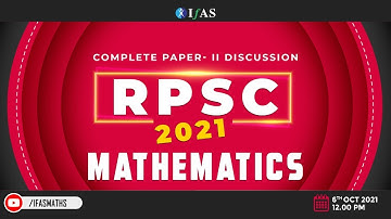 RPSC Mathematics 2021 Paper 2 | Live Paper Discussion