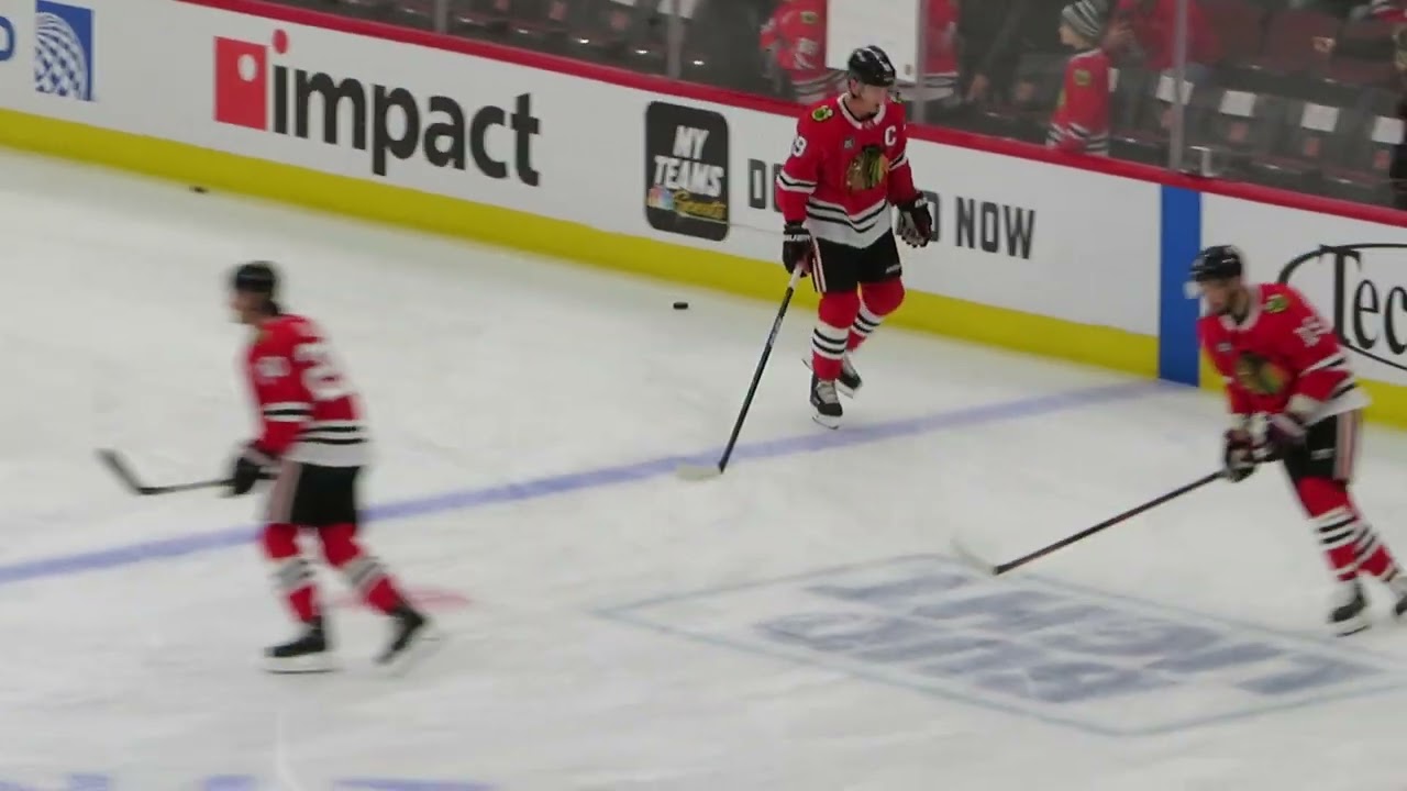 Buffalo Sabres at Chicago Blackhawks pregame warmup whole rink 2019-3-7 Part 3 of 3