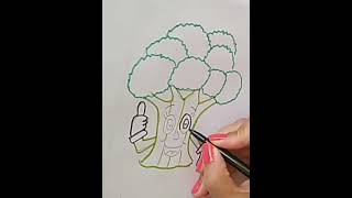 Food #How to draw broccoli By steps @draw with Oumayah # رسم بروكلي بالخطوات