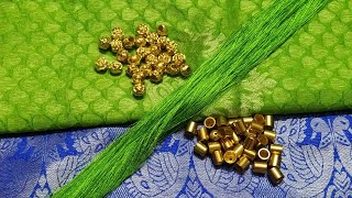Easy Simple Saree Kuchu Design Using Rose beads !! Saree Kuchu Design Using Bell Beads !! New Design