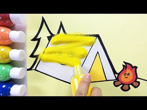 Tent, Fire, <strong>Tree</strong> coloring &amp;<strong>amp</strong>; drawing &amp;<strong>amp</strong>; studying English for kids ㅣ 텐트, 모닥불, 나무 그리기 색칠하기 영어 공부