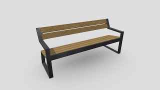 Bench 5  low poly PBR 3d model