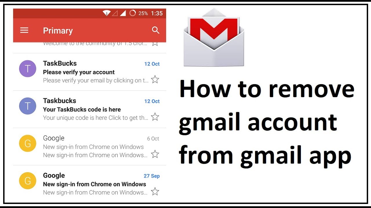 how to remove gmail account from gmail app