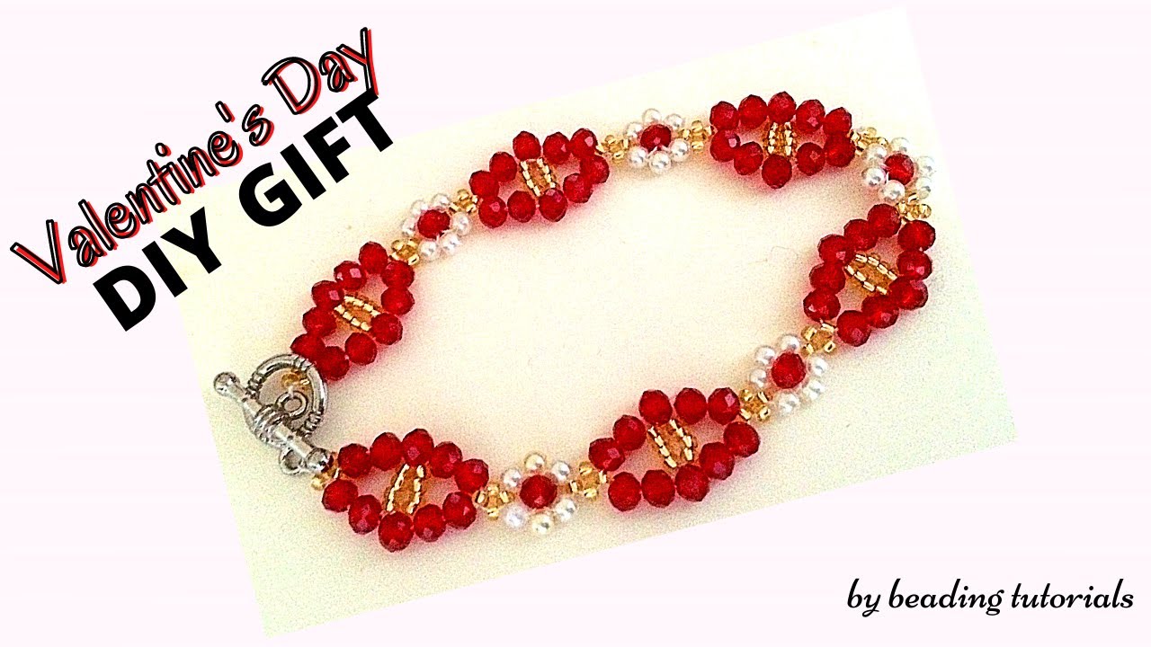 DIY Valentine's Day GIFT. How to make a beautiful beaded bracelet. Simple designelegant pattern