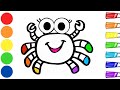 Drawing And Coloring A Cute Crab 🦀✨🌈❤️ | Step by Step Art Tutorial