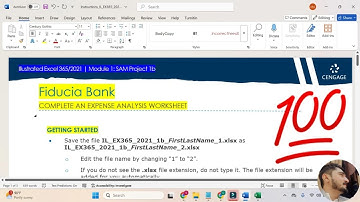 Illustrated Excel 365/2021 | Module 1: SAM Project 1b #FiduciaBank #illustratedmodule1samproject
