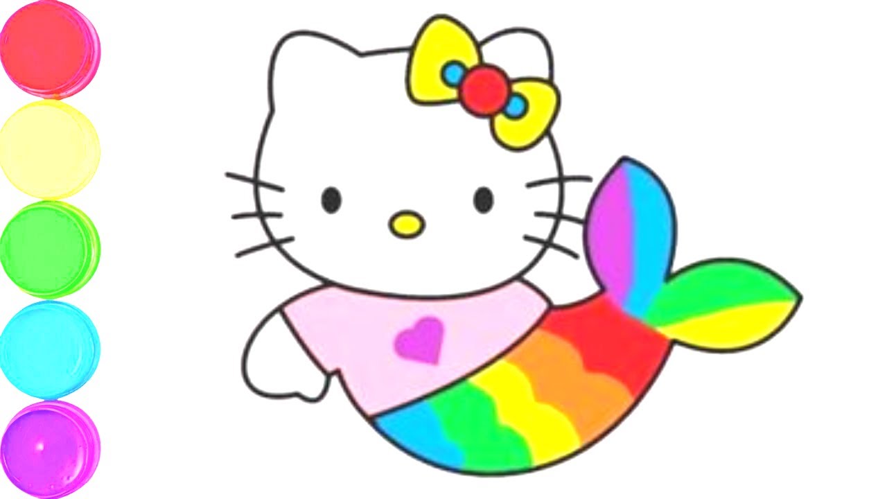 How to draw a hello kitty mermaid step by step || hello kitty mermaid ...