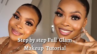 Full Glam step by step Makeup tutorial | South African Youtuber | Minenhle Goge