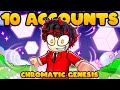 Rolling on 10 accounts for chromatic genesis on roblox sols rng part 1