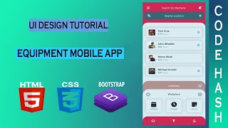 UI Design Tutorial - Equipment Mobile App UI | HTML CSS BOOTSTRAP | UI DESIGN