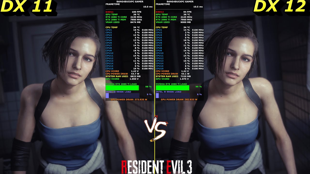 DX11 vs DX12 Resident Evil 3 Maximum Setting 4K Comparison | RTX | i9 9900K 5.1GHz YouTube