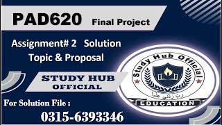 PAD620 Assignment 2 solution Project proposal 2025 #vu #project #pad620