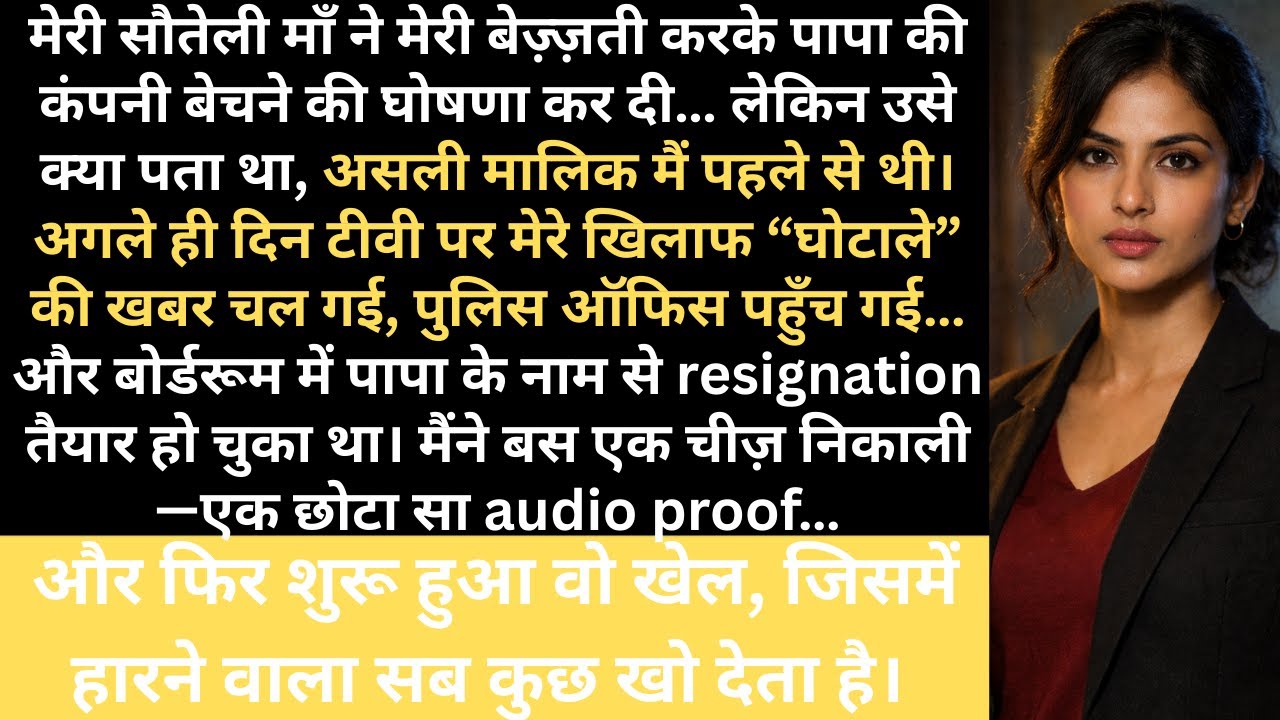 सौतेली माँ ने पापा की कंपनी बेच दी… फिर TV पर मेरे खिलाफ घोटाला चला! (लेकिन असली मालिक मैं थी)