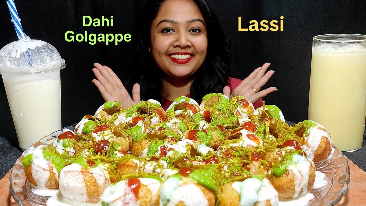 Eating lot's of Dahi golgappe | Lassi | Mukbang ASMR