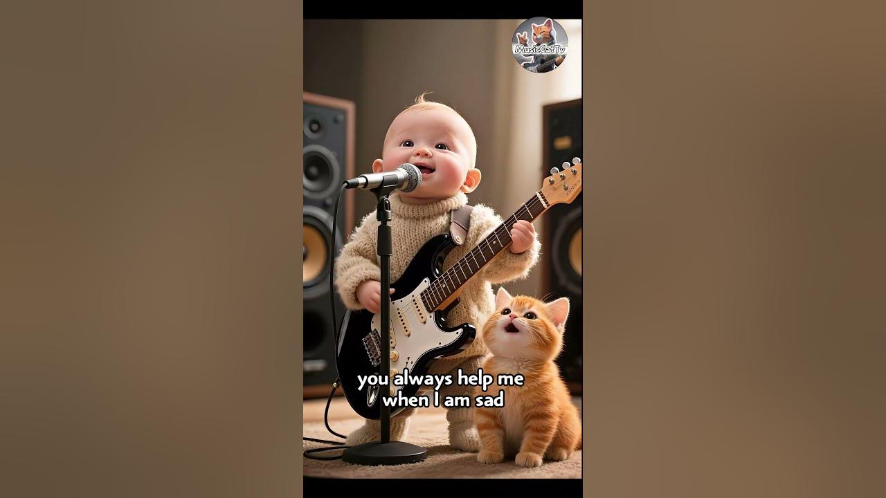 ' I love you Daddy ' with Guitar (Lyrics)🎸🐱👶 | Share to Stronger Daddy #musiccattv