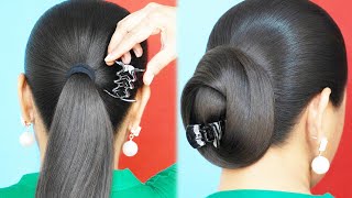 Small Claw Clips Low Bun Hairstyle 🌸 Simple & Cute Hair Tutorial