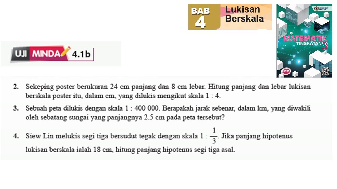 KSSM Matematik Tingkatan 3 Bab 4 lukisan berskala uji minda 4.1b no2