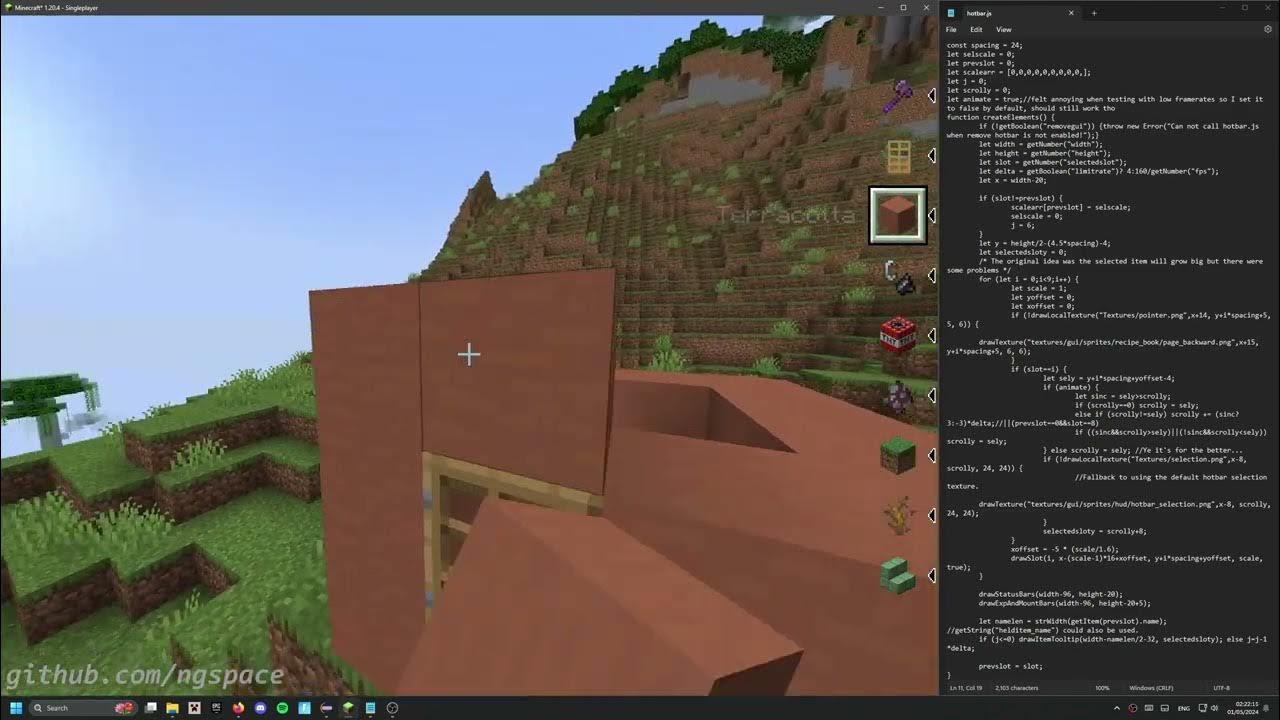Using JavaScript to program a custom Hotbar in Minecraft | Hudder mod ...