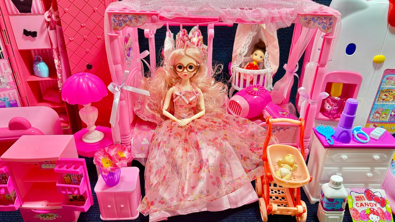 [🐰toy asmr🐰]Barbie Princess Bed PlaySet ASMR Cute Fridge Toys Satisfying with Unboxing