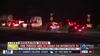 Driver dies after traveling wrong way on I-70 east, colliding with two trucks