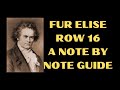 Ludwig van beethoven fur elise row 16 tutorial a piano sheet music reading note by note guide