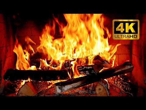 4K Fireplace with Crackling Fire Sounds – 12 Hour Relaxing Fireplace Ambience 🔥