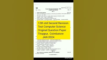 12th std Second Revision Original Question Paper Tiruppur, Coimbatore Jan 2024