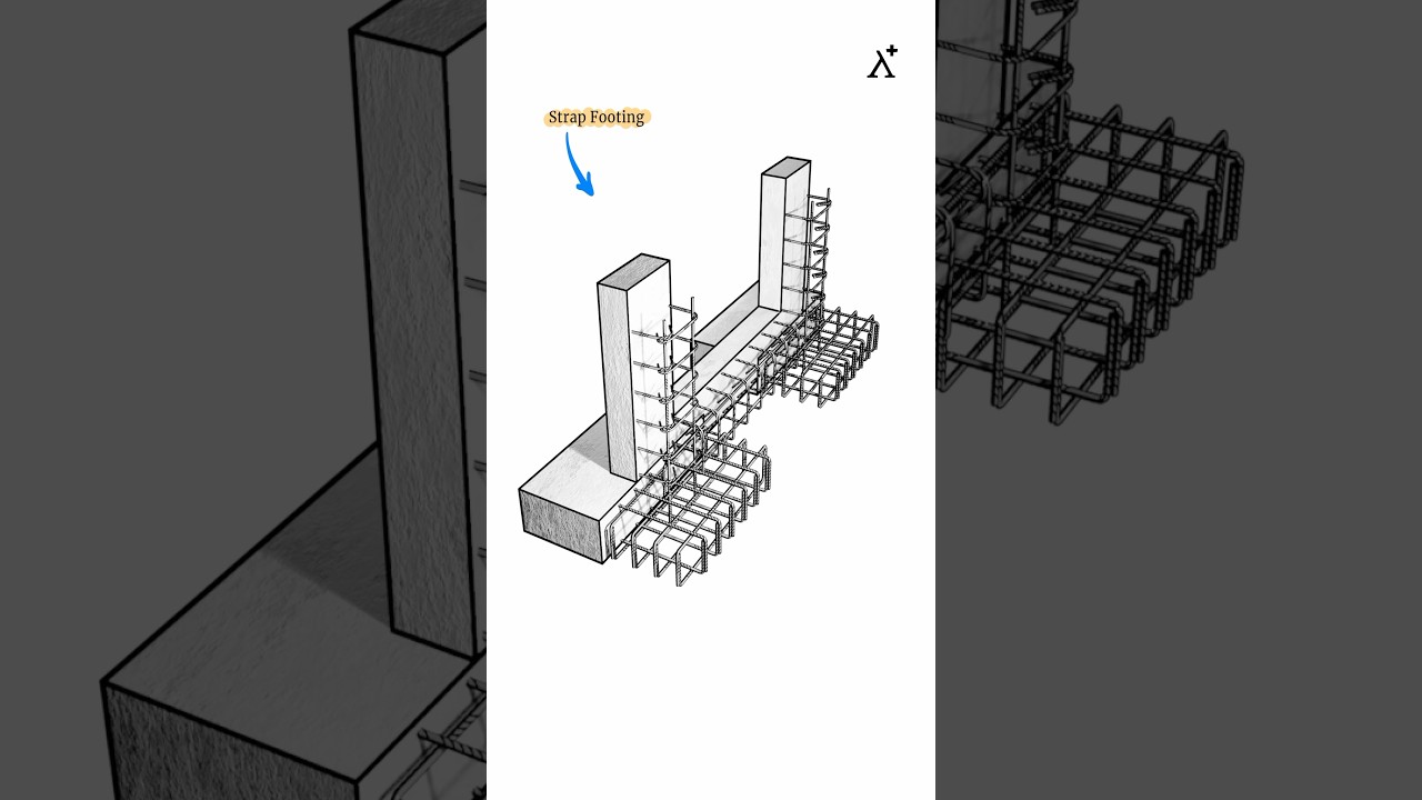Strap footing with reinforcement details