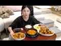 Real mukbang korean home meal  brisket soybean soup fried radish kimchi fishcake
