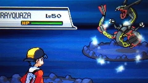 Shiny Rayquaza after ~9000 Soft Resets in the Embedded Tower (HGSS)