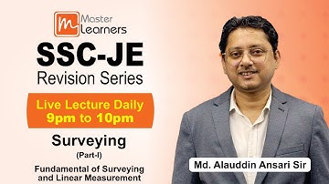 SSC-JE 2022 Revision Series| Surveying (Part-1)| MD Allaudin Ansari Sir
