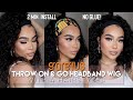 THROW ON AND GO CURLY HEADBAND WIG | 4 QUICK STYLES | MOIST CURLS BOHEMIAN STYLE WIG | GORGIUS HAIR