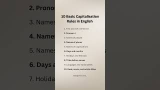 10 Basic Capitalization Rules in English #english #basic #shorts