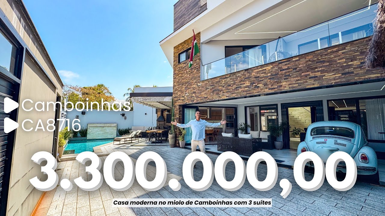 MANSÃO SUPER ESPAÇOSA E MODERNA EM CAMBOINHAS C/ 3 SUÍTES E LAZER COMPLETO I LUIS IMÓVEIS  (CA8716)