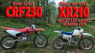 Is an XR210 with Berlt roller bearing cam and bigger valves in striking distance of a stock CRF230?